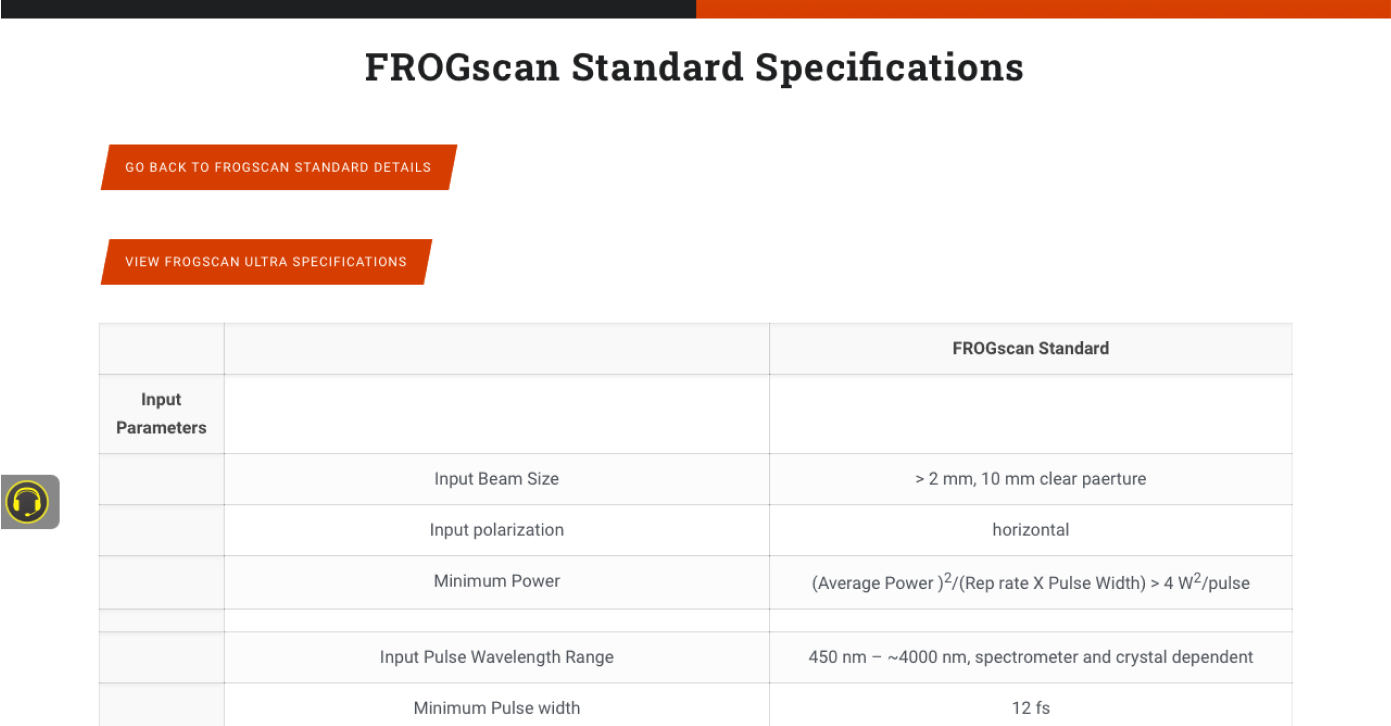 FROGSpecifications Mesaphotonics product specifications
