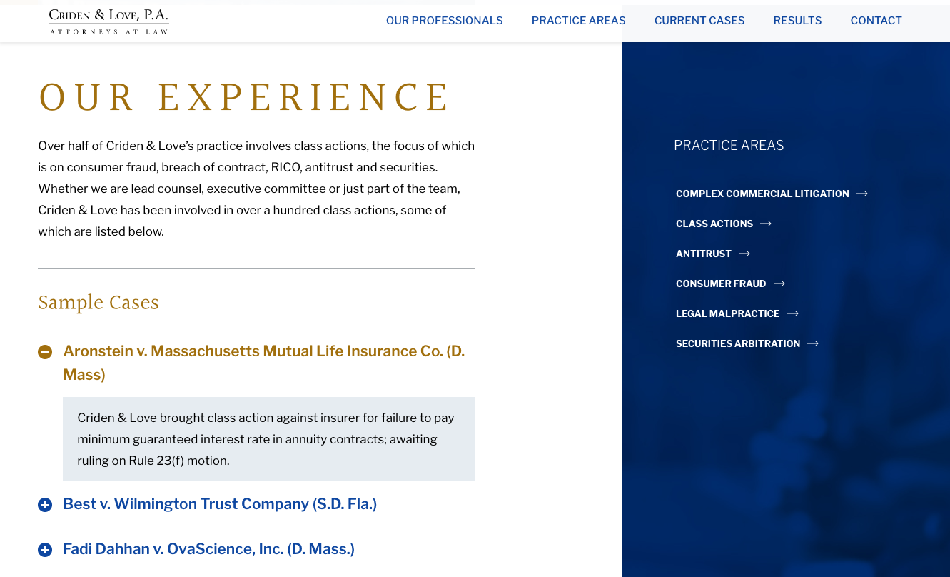 cridenLovePracticeAreas Criden and Love Practice Areas